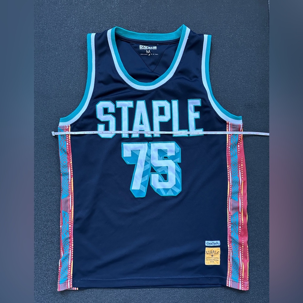 Staple Pigeon Basketball Jersey Tank Top Men’s Medium Black Teal - Picture 3 of 6